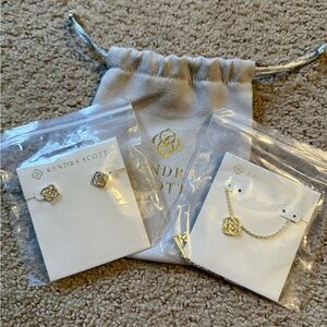 Kendra Scott Gold Earrings and Necklace Set